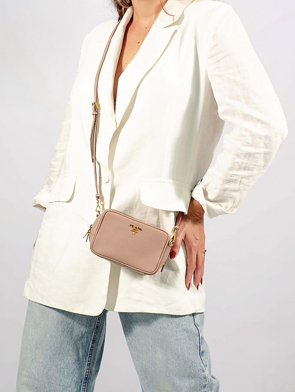 Prada Saffiano Mini Camera Crossbody Bag *full set*